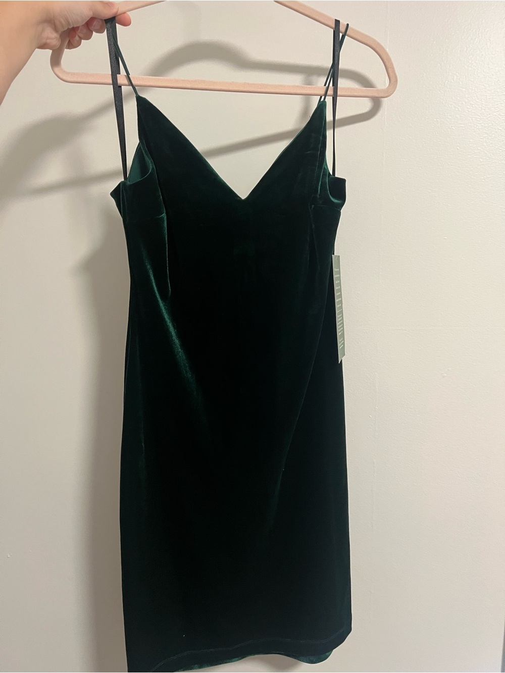 Forest/Pine Green Velvet/Velour Slip Mini Dress